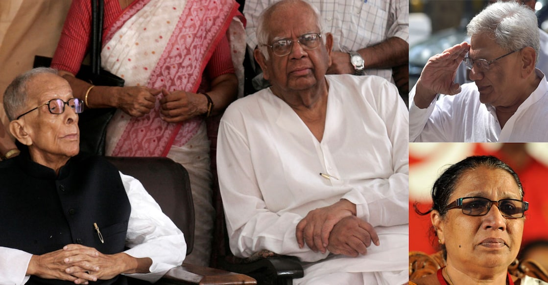yechury-basu-somanath-josephine 1. ജ്യോതി ബസുവും സോമനാഥ് ചാറ്റർജിയും, 2. സീതാറാം യച്ചൂരി, 3. എം.സി.ജോസഫൈൻ (ചിത്രം : മനോരമ)