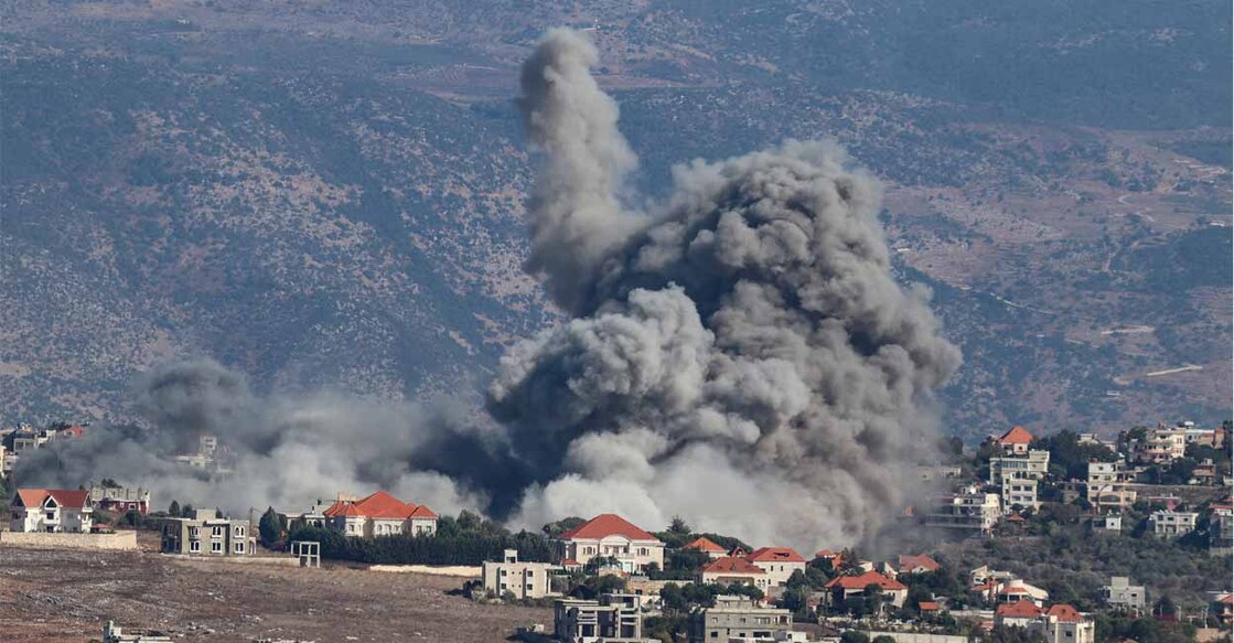 israel-attack-lebanon ലബനനിൽ ഇസ്രയേലിന്റെ വ്യോമാക്രമണം. (Photo by Rabih DAHER / AFP)