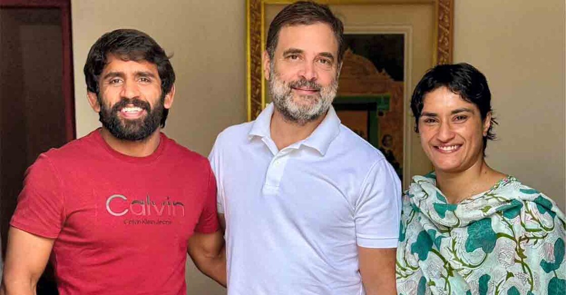 bajrang-punia-rahul-gandhi-and-vinesh-phogat ബജ്രംഗ് പുനിയ, രാഹുൽ ഗാന്ധി, വിനേഷ് ഫോഗട്ട്