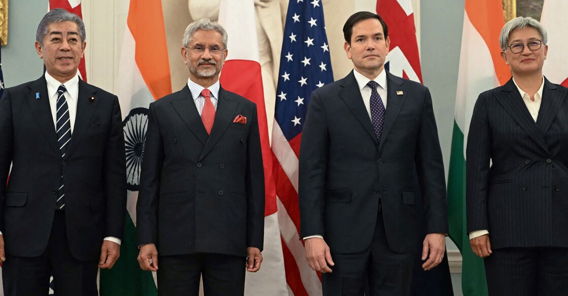 US-POLITICS-DIPLOMACY-RUBIO ഇന്ത്യൻ വിദേശകാര്യ മന്ത്രി എസ്. ജയശങ്കർ, യുഎസ് സ്റ്റേറ്റ് സെക്രട്ടറി മാർക്കോ റൂബിയോ, ജപ്പാൻ വിദേശകാര്യ മന്ത്രി ഇവായ തകേഷി, ഓസ്ട്രേലിയൻ വിദേശകാര്യ മന്ത്രി പെന്നി വോങ് എന്നിവർ. (Photo by ANDREW CABALLERO-REYNOLDS / AFP)