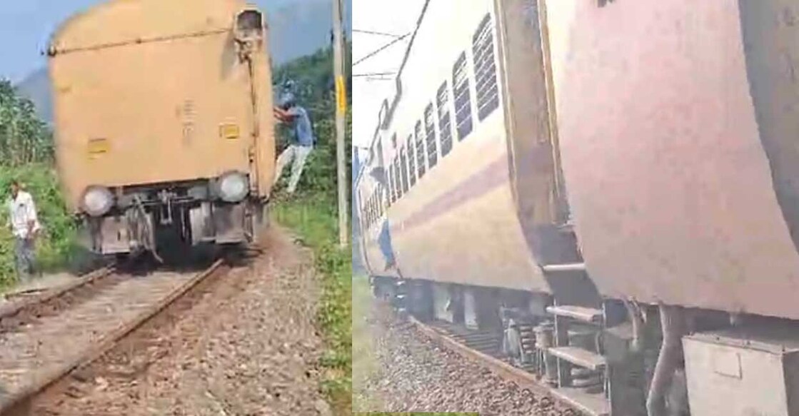 ബോഗികൾ വേർപെട്ട ഗുരുവായൂർ–മധുര എക്സ്പ്രസ്. Image Credit: Special Arrangement