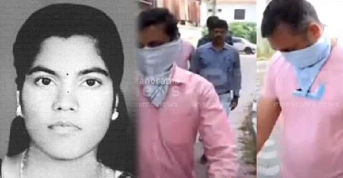 കൊല്ലപ്പെട്ട രഞ്ജിനി. (ഫയൽ ചിത്രം: Manorama),  കേസിൽ പിടിയിലായ പ്രതികൾ (Videograb:Manorama News)