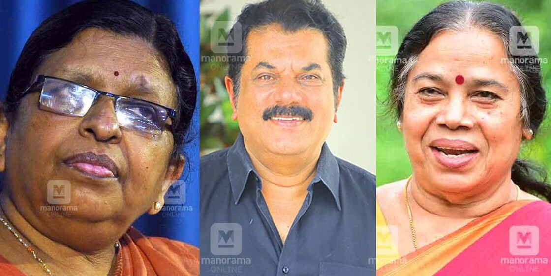 പി.സതീദേവി, എം.മുകേഷ്, പി.കെ.ശ്രീമതി (File Photos: Manorama)