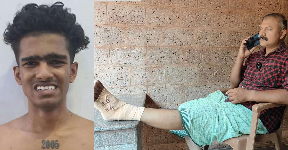 1) അറസ്റ്റിലായ പ്രതുൽ 2) പരുക്കേറ്റ എഎസ്ഐ ഉവൈസ്