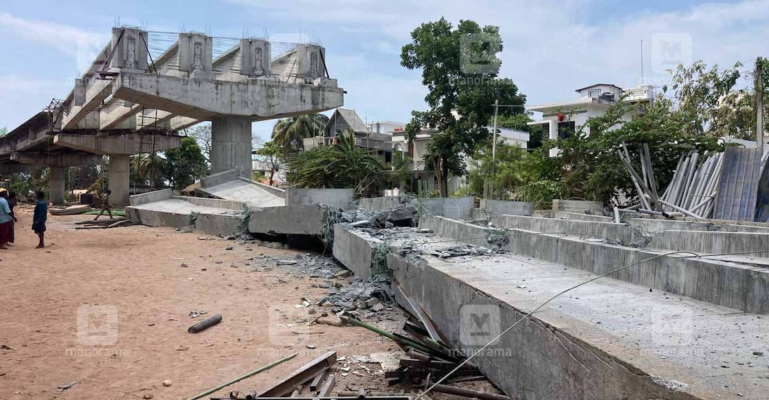 alappuzha-construction-collapsed തകർന്നു വീണ ദേശീയപാത ഗർഡർ, ചിത്രം. മനോരമ