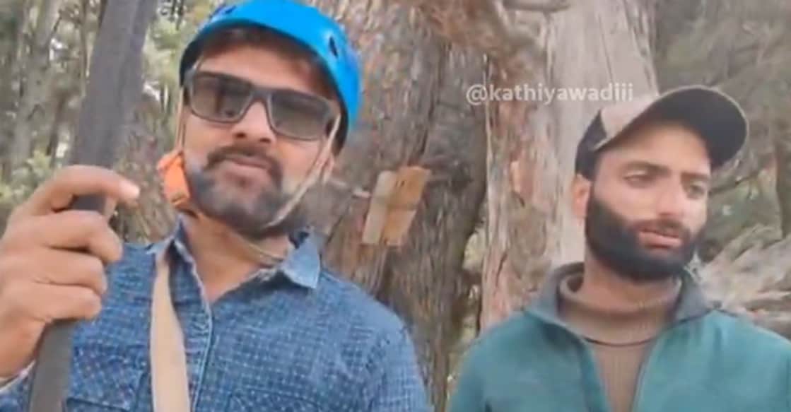 zipline-kashmir-video വിഡിയോയിൽനിന്ന് Photo: X/@kathiyawadiii