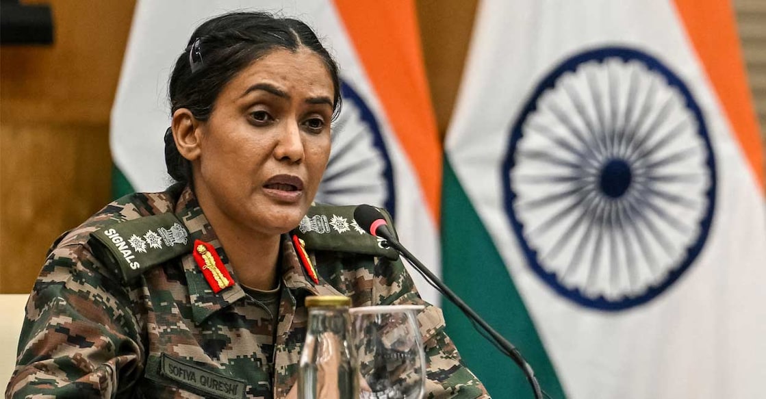 Sofiya Qureshi കേണൽ സോഫിയ ഖുറേഷി (Photo by Arun SANKAR / AFP)