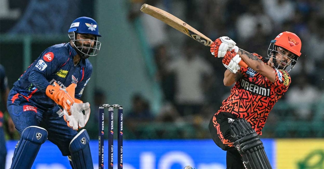 Lucknow Super Giants - Sunrisers Hyderabad match ലക്നൗ സൂപ്പർ ജയന്റ്സ് - സണ്റൈസേഴ്സ് ഹൈദരാബാദ് മത്സരത്തിൽ നിന്ന് (Photo by Money SHARMA / AFP)