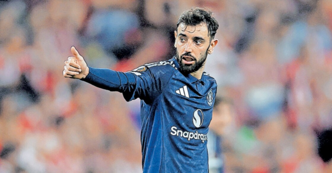 മാഞ്ചസ്റ്റർ യുണൈറ്റഡ് ക്യാപ്റ്റൻ ബ്രൂണോ ഫെർണാണ്ടസിന്റെ ആഹ്ലാദം.