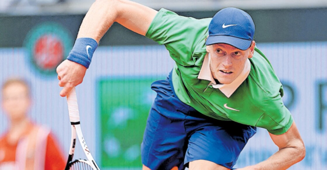 യാനിക് സിന്നർ മത്സരത്തിനിടെ.