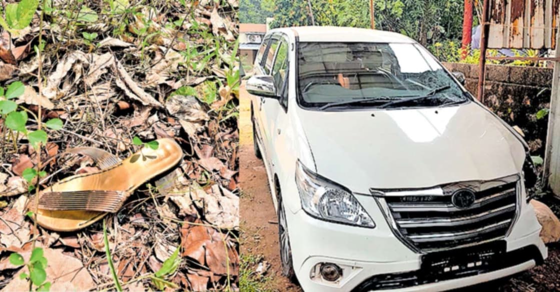 car-used-for-murder 1) സംഭവസ്ഥലത്തു കണ്ടെത്തിയ നീതുവിന്റെ ചെരിപ്പ്. പൊലീസ് ഉദ്യോഗസ്ഥർ നിൽക്കുന്ന സ്ഥലത്തുള്ള വൈദ്യുത പോസ്റ്റിനു ചുവട്ടിലാണ് നീതു കിടന്നിരുന്നത്.
2) നീതുവിനെ ഇടിച്ച കാർ.