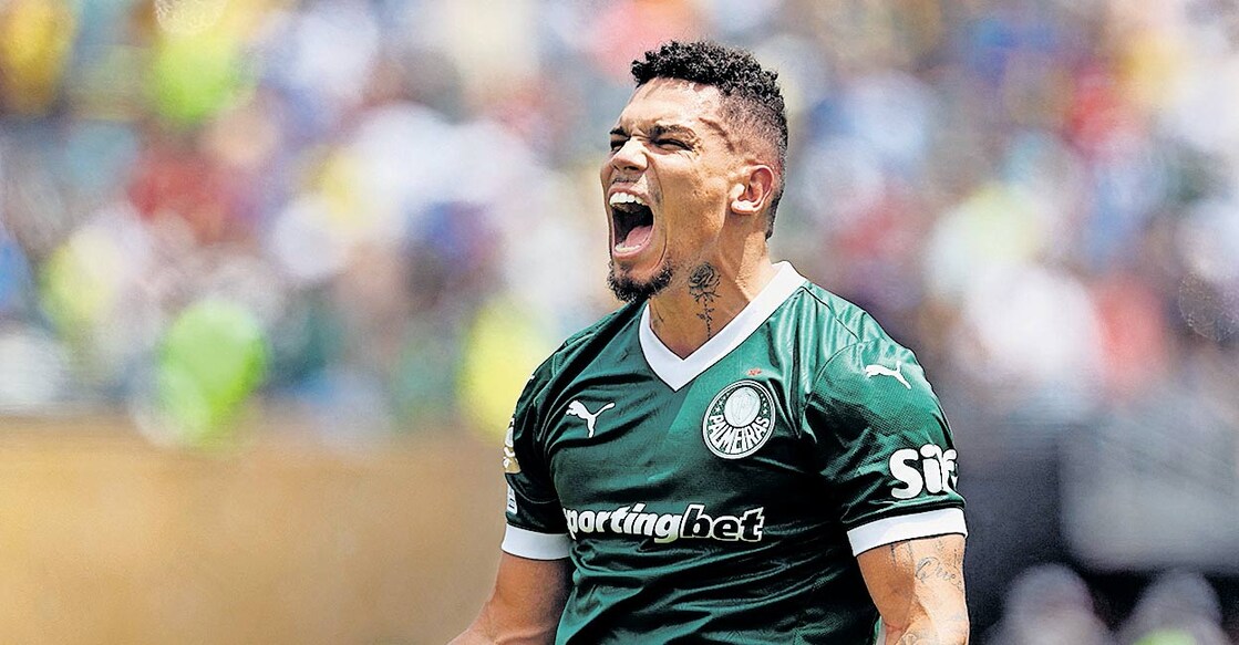 ഗോൾ നേടിയ പാൽമിയറാസ് താരം പൗളീഞ്ഞോയുടെ ആഹ്ലാദം.