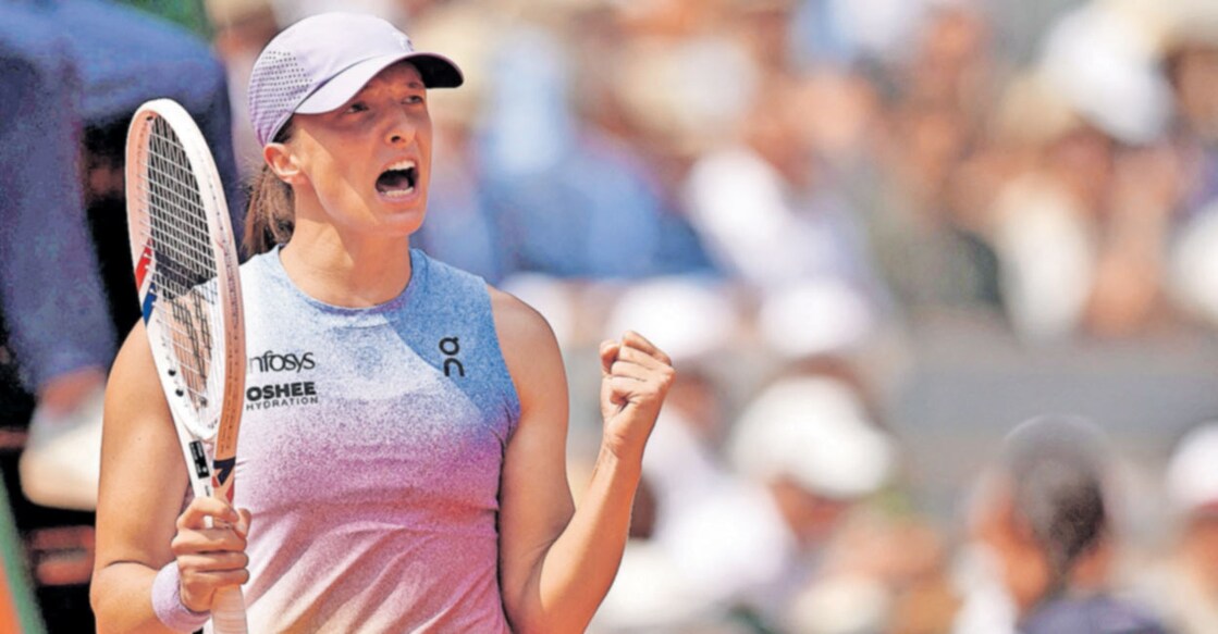 ഇഗ സ്യാംതെക്കിന്റെ വിജയാഹ്ലാദം. 