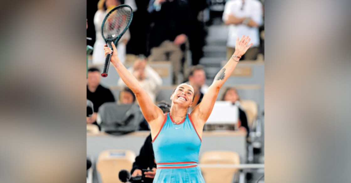 സെമിയ‍ിൽ വിജയമുറപ്പിച്ചപ്പോൾ സബലേങ്കയുടെ ആഹ്ലാദം. 