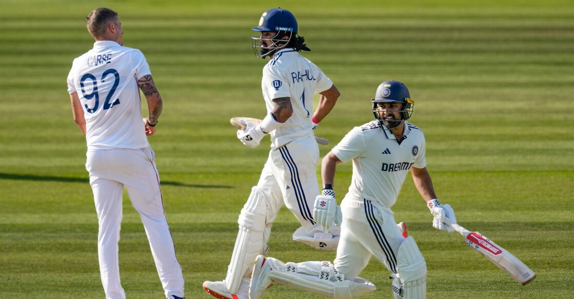 ഇംഗ്ലണ്ടിനെതിരായ മൂന്നാം ക്രിക്കറ്റ് ടെസ്റ്റിൽ കെ.എൽ.രാഹുലും കരുൺ നായരും ബാറ്റിങ്ങിനിടെ (PTI Photo/R Senthilkumar)