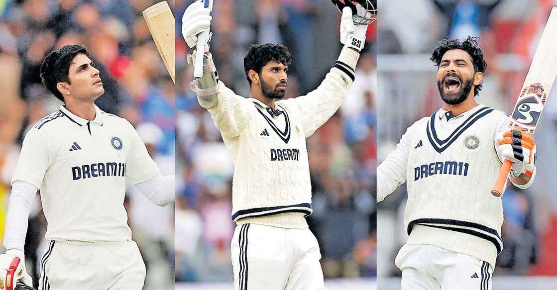 ശുഭ്മൻ ഗിൽ, വാഷിങ്ടൻ സുന്ദർ, രവീന്ദ്ര ജ‍‍ഡേജ 