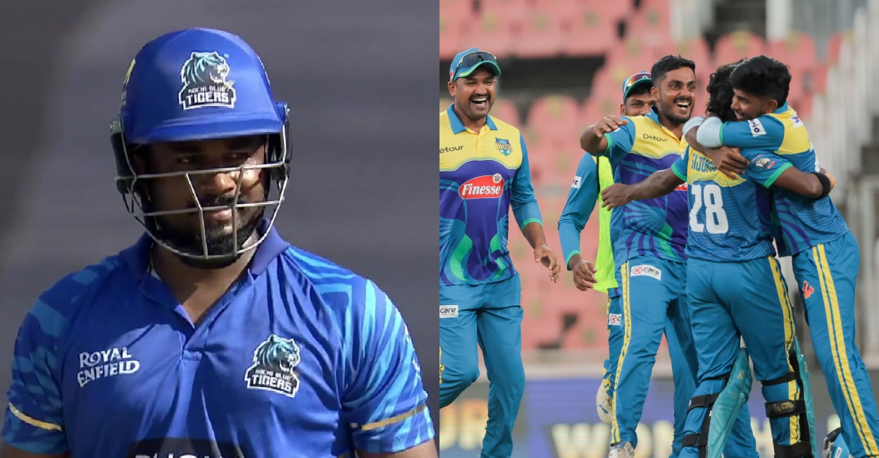 സഞ്ജു ആഞ്ഞടിച്ചിട്ടും രക്ഷയില്ല; കളി കൈവിട്ട് ബോളർമാർ, അവസാന പന്തിൽ സിജോമോന്റെ ബൗണ്ടറി, കൊച്ചിക്ക് ആദ്യ തോൽവി