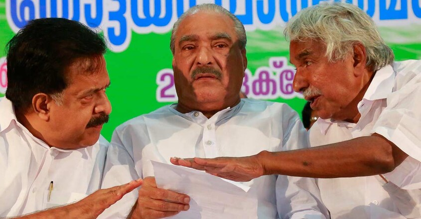 Ramesh Chennithala, KM Mani, Oommen Chandy Ramesh Chennithala, KM Mani, Oommen Chandy