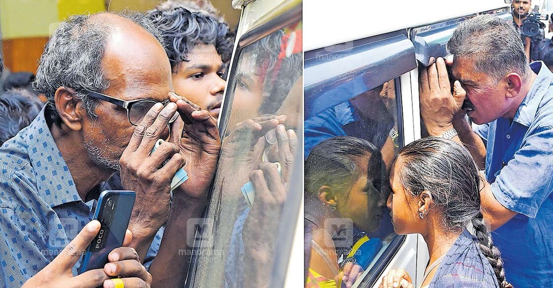 
തെളിവെവിടെ?... സിദ്ദീഖ് കൊലപാതകക്കേസിലെ പ്രതി ഷിബിലിയെ കോഴിക്കോട് മിഠായിത്തെരുവിലെ കടയിൽ തെളിവെടുപ്പിന് എത്തിച്ചപ്പോൾ, ജീപ്പിലിരിക്കുന്ന പ്രതിയെ ഗ്ലാസിനുള്ളിലൂടെ കാണാൻ ശ്രമിക്കുന്നവർ. മിഠായിത്തെരുവിലെ കടയിൽ നിന്നാണ് മൃതദേഹം കൊണ്ടുപോകാനുള്ള ബാഗ് വാങ്ങിയത്.  ചിത്രങ്ങൾ: മനോരമ  