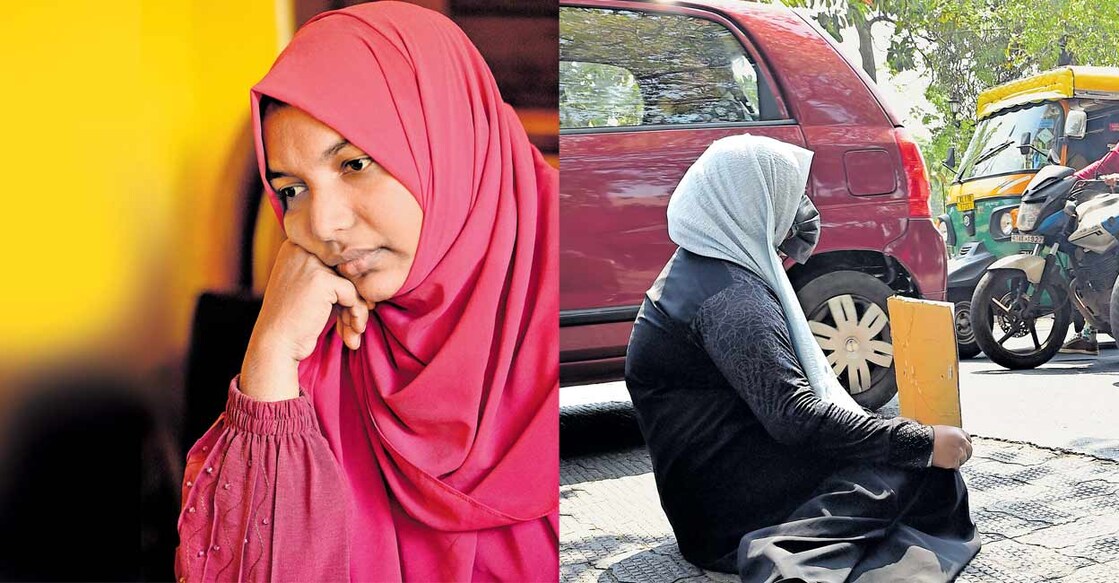 1) ഹർഷിന 2) അതിജീവിത റോഡരികിൽ പ്രതിഷേധിക്കുന്നു