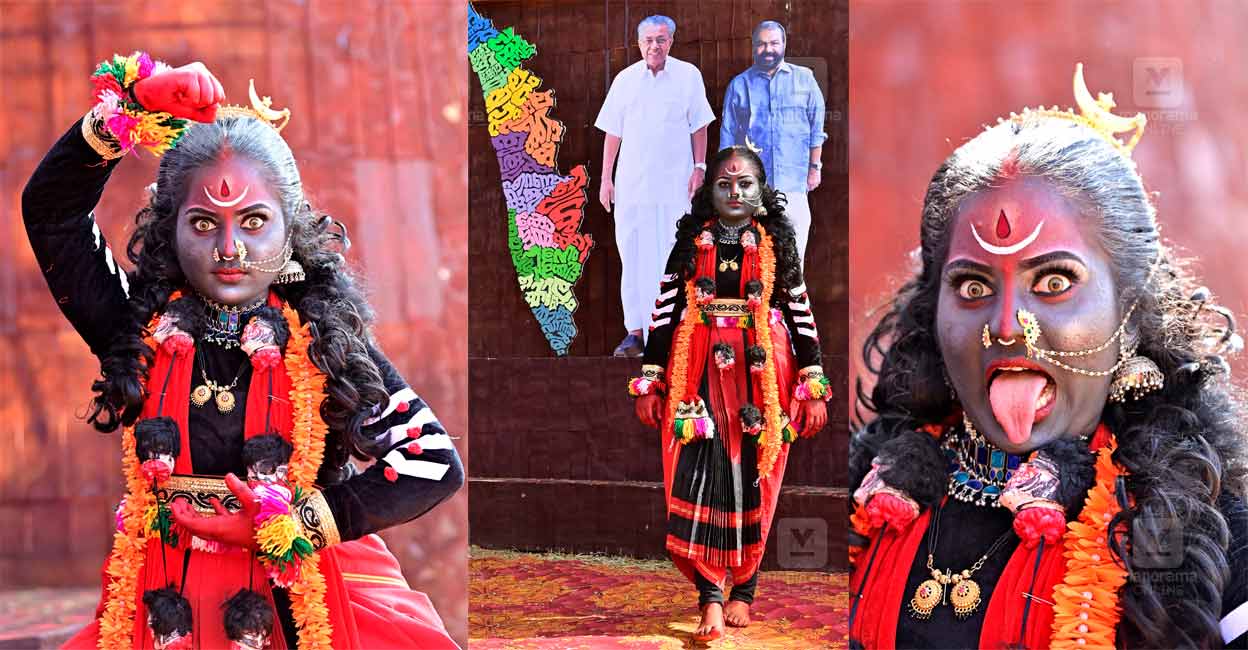 തൃശൂരിൽ നടക്കുന്ന സംസ്ഥാന സ്കൂൾ കലോൽസവത്തിൽ എച്ച്എസ് വിഭാഗം സംസ്കൃത നാടകത്തിൽ പങ്കെടുക്കാനെത്തിയ ഇടുക്കി നരിയാംപാറ മന്നം മെമ്മേറിയൽ എച്ച്എസിലെ ദുർഗപ്രിയ രാജൻ.