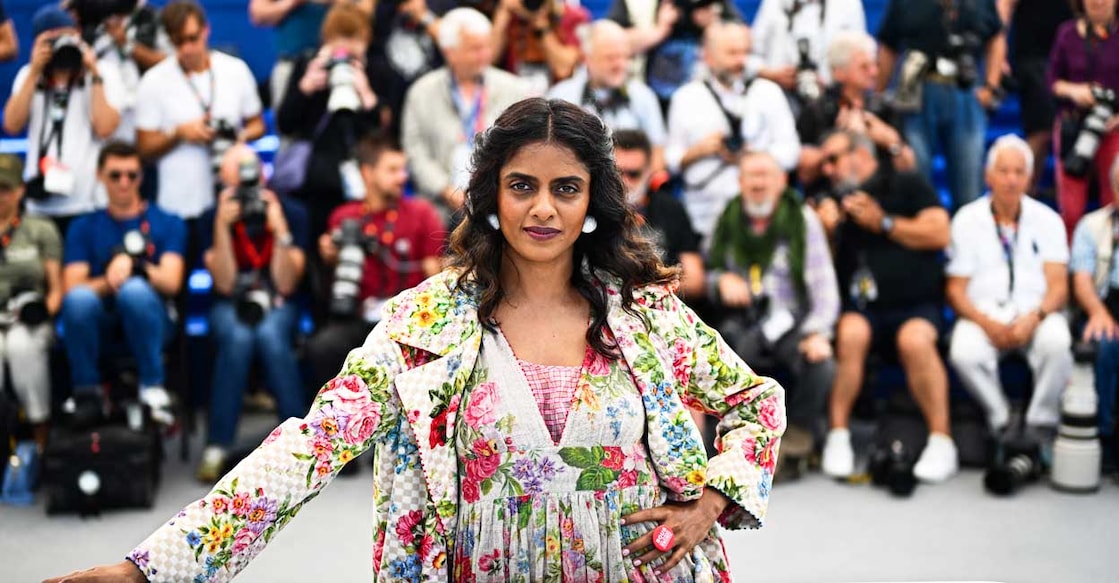 Indian actress Kani Kusruti poses during a photocall for the film "All We Imagine as Light" at the 77th edition of the Cannes Film Festival in Cannes, southern France, on May 24, 2024. (Photo by LOIC VENANCE / AFP)