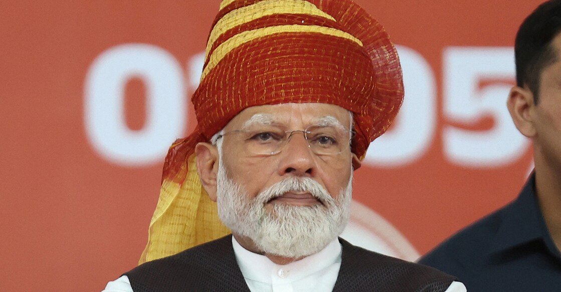 INDIA-ELECTION/ തിരഞ്ഞെടുപ്പ് പ്രചാരണ വേദിയിൽ പ്രധാനമന്ത്രി നരേന്ദ്ര മോദി. (Pic credit:REUTERS/Amit Dave)