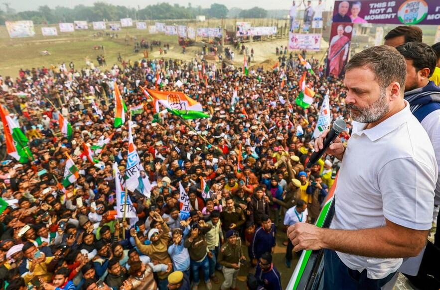 Katihar: Congress leader Rahul Gandhi during the 'Bharat Jodo Nyaya Yatra', in Katihar, Bihar, Wednesday, Jan. 31, 2024. (PTI Photo) (PTI01_31_2024_000296A)