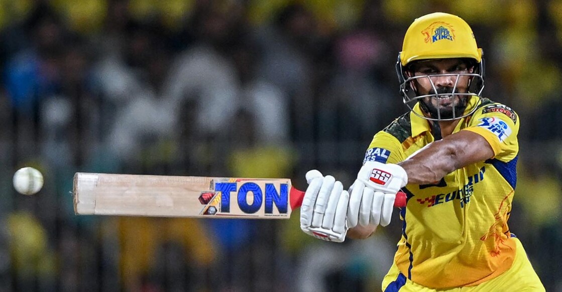 Chennai Super Kings' captain Ruturaj Gaikwad plays a shot during the Indian Premier League (IPL) Twenty20 cricket match between Chennai Super Kings and Lucknow Super Giants at the MA Chidambaram Stadium in Chennai on April 23, 2024. (Photo by R.Satish BABU / AFP) / -- IMAGE RESTRICTED TO EDITORIAL USE - STRICTLY NO COMMERCIAL USE --