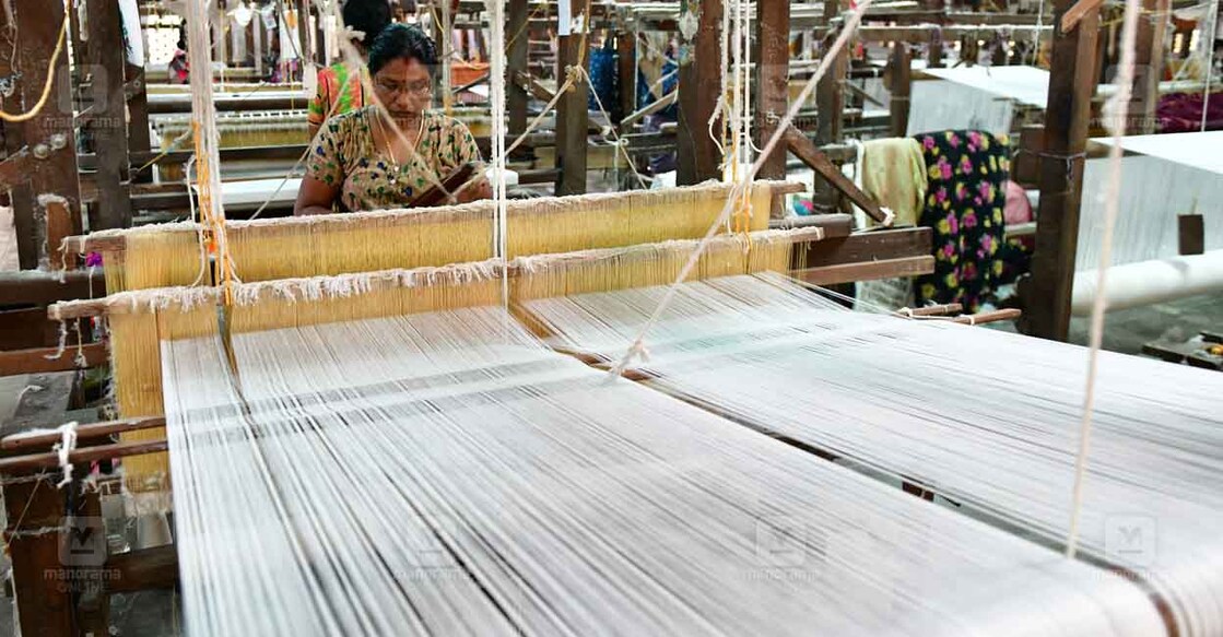 chendamangalam-handloom-main JULY 2019- PHOTO Sreekumar EV-Chennamangalam handloom weaving factory in ernakulam district. Their looms were devastated during the 2018 floods. An army of women work in the weaving factory in Chennamangalam, a small town in paravur taluk of ernakulam district, Most of the weavers are women aged 50 or olderd and have been earning their daily wages through this profession for the past 30 years. The flood water entered the factory on august 15,2018 and remained there for eight days, They were devastated to see the amount of destruction caused to the machinery and weaving material. Many organisations had come forward with assistance and have revived the factory to its old glory now.