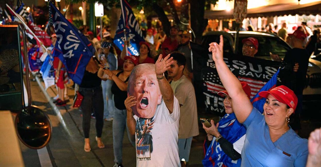 Supporters of US former President and Republican presidential candidate Donald Trump 