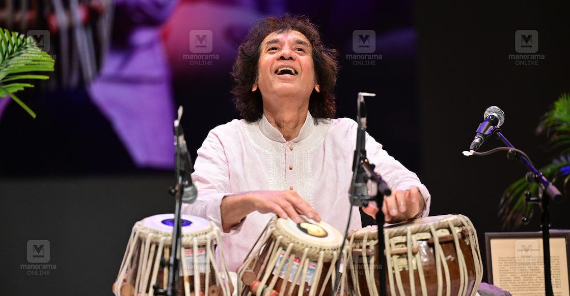 zakir-premium-main New Delhi 2024 Februvary 03 : Tabla Mastro Zakir Hussain Plays Tabla @ Rahul R Pattom