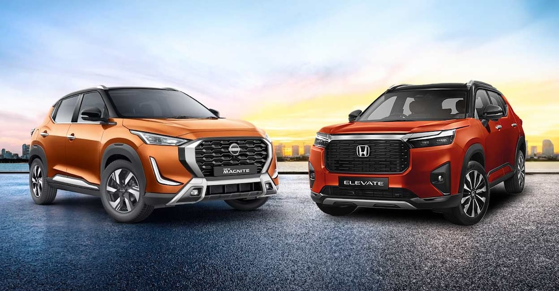car നിസ്സാൻ മാഗ്നൈറ്റും ഹോണ്ട എലവേറ്റും. (Picture courtesy: Honda Cars India, Nissan Motor India)