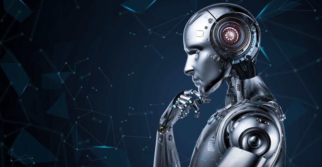 1032935604 3d rendering ai robot think or compute