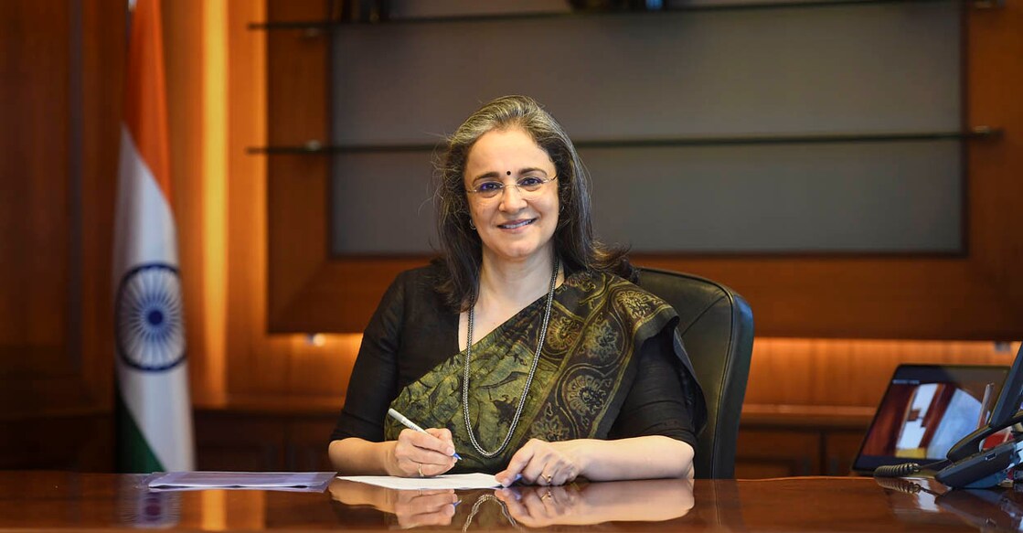 Mumbai: Chairperson of the Securities and Exchange Board of India (SEBI) Madhabi Puri Buch poses for picture at SEBI Bhavan BKC in Mumbai, Friday, May 27, 2022. (PTI Photo/Kunal Patil)(PTI05_27_2022_000116B)