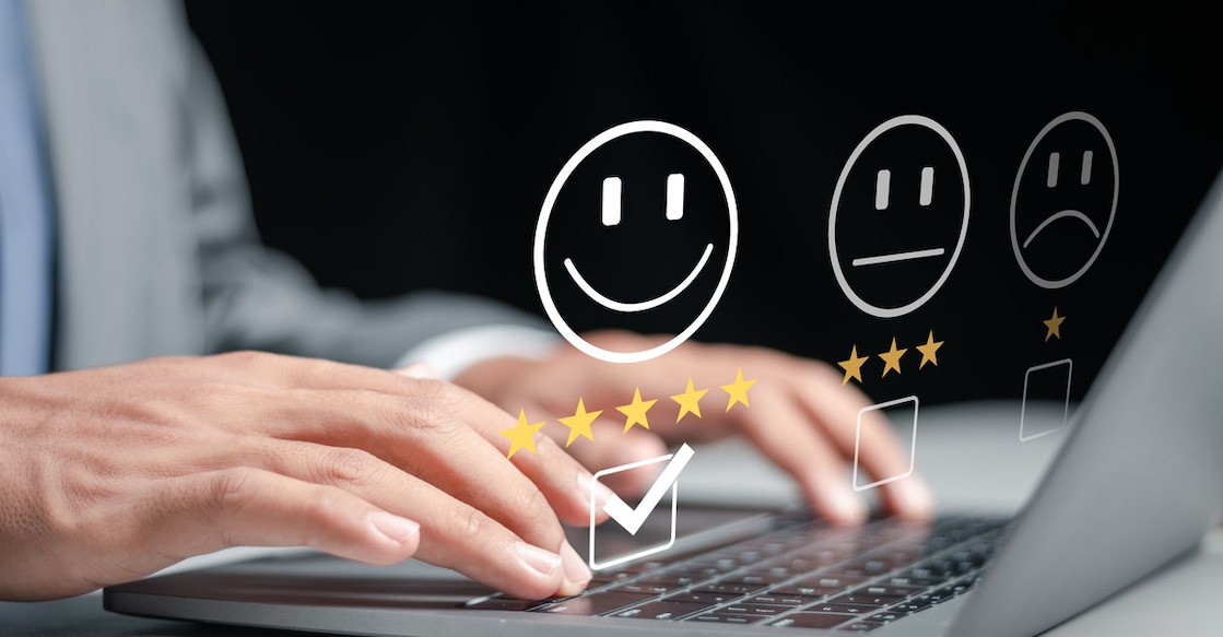 Satisfaction survey concept, Customer service rating, 5 star satisfaction.