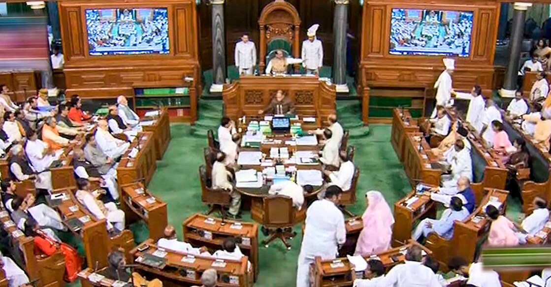 **EDS: VIDEO GRAB VIA SANSAD TV** New Delhi: Lok Sabha Speaker Om Birla conducts proceedings of the House during a special session of Parliament, in New Delhi, Monday, Sept. 18, 2023. (PTI Photo)(PTI09_18_2023_000048B)