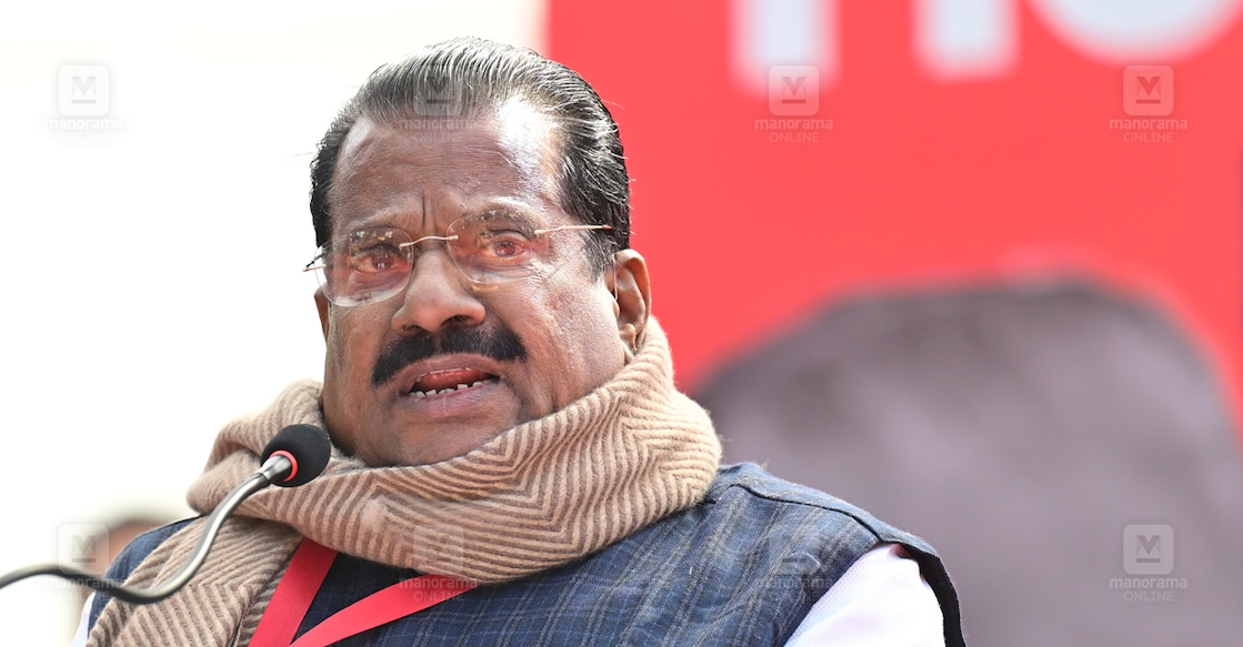 ep-premium-main New Delhi 2024 February 08 : Left Democratic Front EP Jayarajan during the LDF's protest led by Kerala Chief Minister Pinarayi Vijayan against the BJP-led Centre over alleged neglect and partiality in allocation of funds to their states, at Jantar Mantar, in New Delhi. @ Rahul R Pattom