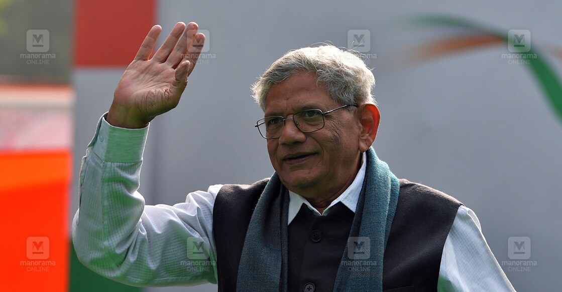 NEW DELHI 2023 DECEMBER   22   :   Sitaram Yechury in INDIA bloc meeting at Delhi . He  is an Indian marxist politician and the General Secretary of the Communist Party of India, and a member of the Politburo of the CPI since 1992. Previously, he was a Member of Parliament, Rajya Sabha from West Bengal from 2005 to 2017.  . @ JOSEKUTTY PANACKAL / MANORAMA