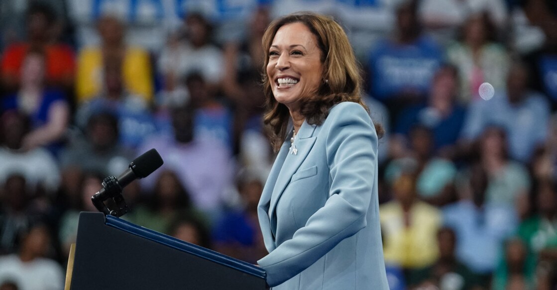 US Vice President and 2024 Democratic presidential candidate Kamala Harris speaks at a campaign event in Atlanta, Georgia, on July 30, 2024. (Photo by Elijah Nouvelage / AFP)