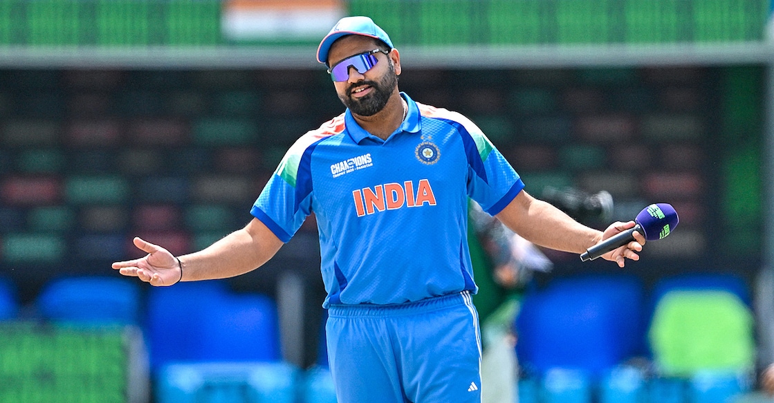 Rohit Sharma ഐസിസി ചാംപ്യന്സ് ട്രോഫിയിലെ ഫൈനൽ മത്സരത്തിനു മുൻപ് ഇന്ത്യൻ ക്യാപ്റ്റൻ രോഹിത് ശർമ. Photo by Ryan Lim / AFP