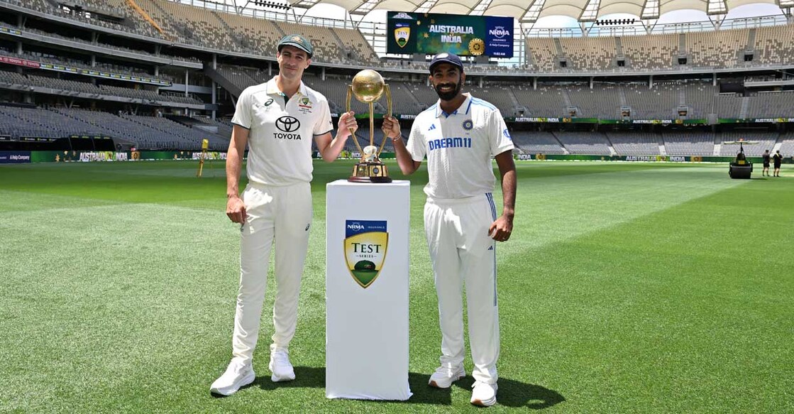 Australia’s captain Pat Cummins (L) and India’s captain Jasprit Bumrah