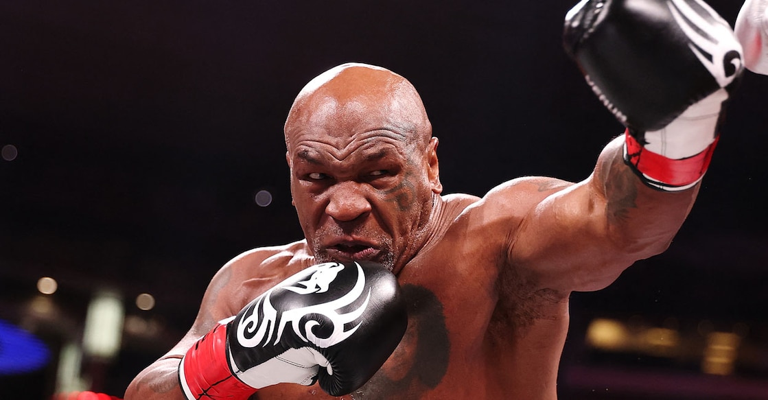 US-LIVE-ON-NETFLIX:-JAKE-PAUL-VS.-MIKE-TYSON മൈക് ടൈസൻ. (Photo by AL BELLO / GETTY IMAGES NORTH AMERICA / Getty Images via AFP)
