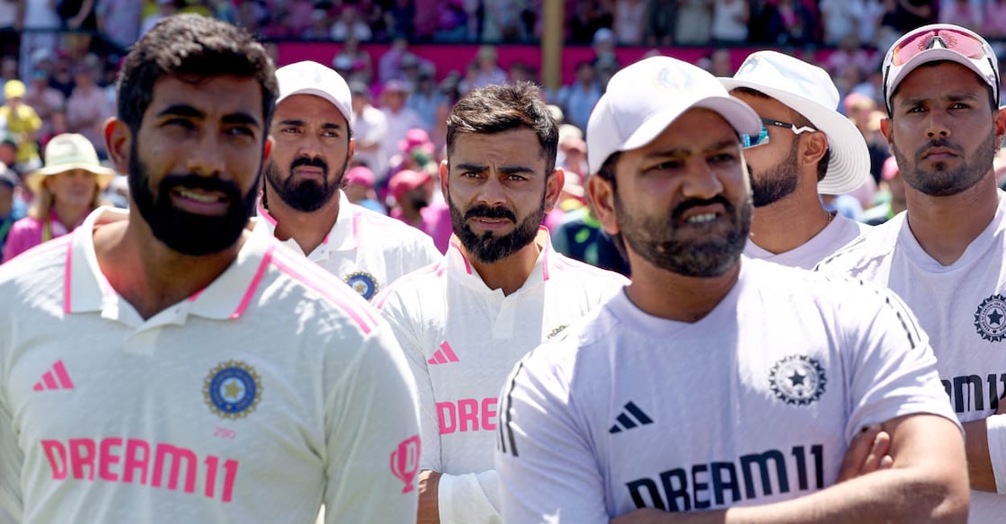 CRICKET-AUS-IND ജസ്പ്രിത് ബുമ്ര, കെ.എൽ. രാഹുൽ, വിരാട് കോലി, രോഹിത് ശർമ തുടങ്ങിയവർ. (Photo by DAVID GRAY / AFP)