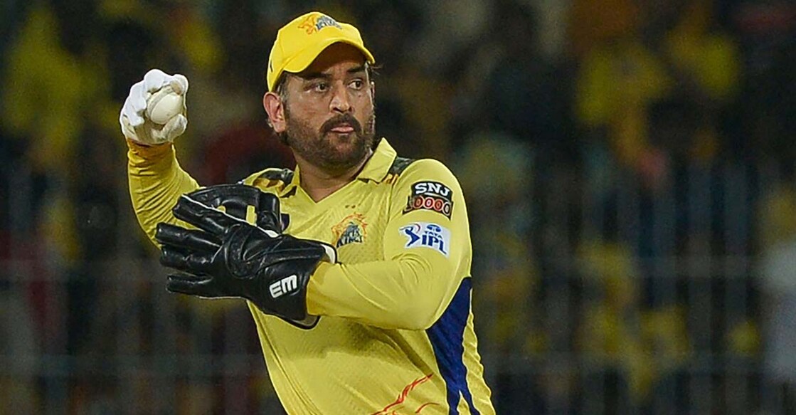 Chennai Super Kings' Mahendra Singh Dhoni throws the shot  during the Indian Premier League (IPL) Twenty20 cricket lucifer  betwixt  Chennai Super Kings and Kolkata Knight Riders astatine  the MA Chidambaram Stadium successful  Chennai connected  May 14, 2023. (Photo by R.Satish BABU / AFP)