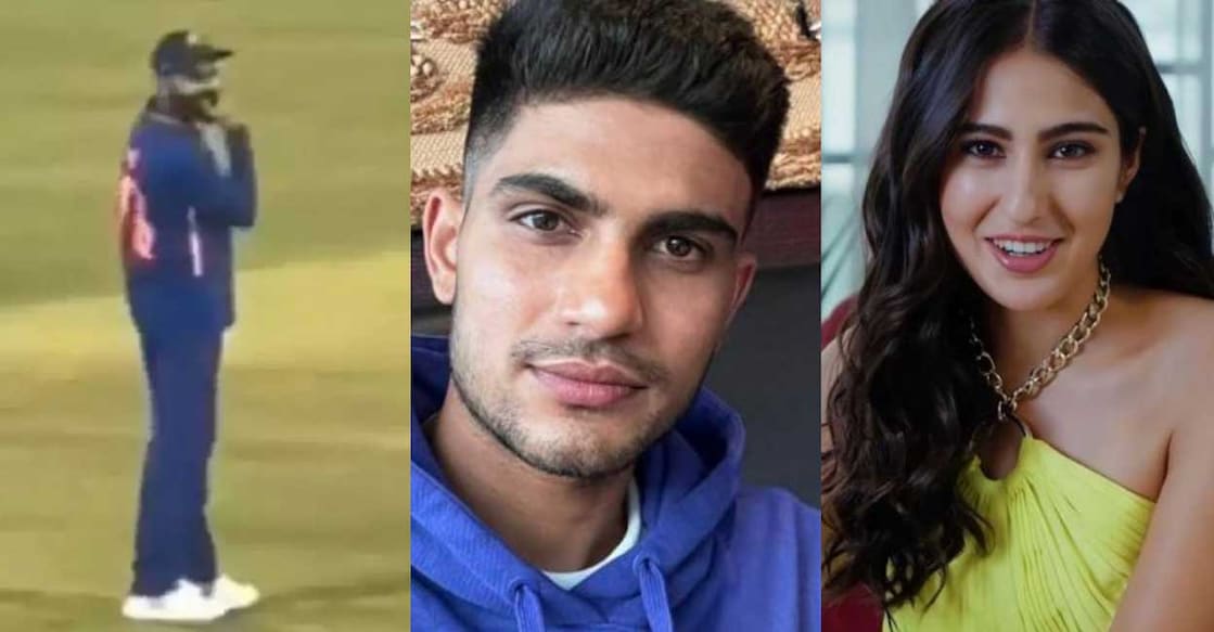 kohli-gill-sarah ആരാധകരോടു പ്രതികരിക്കുന്ന വിരാട് കോലി, ശുഭ്മൻ ഗിൽ, സാറ അലി ഖാൻ