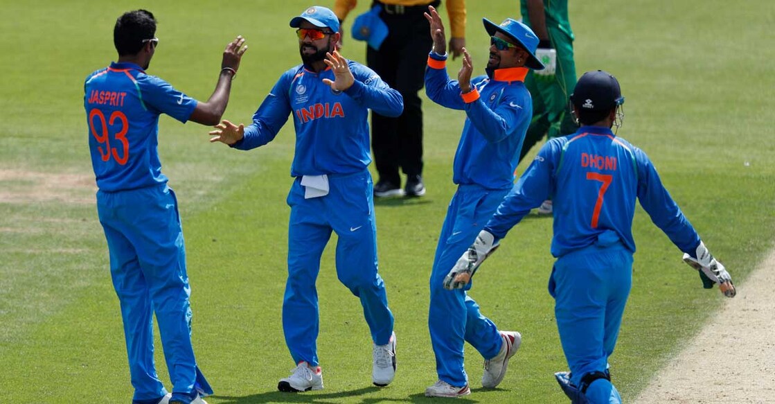 india-bcci ചാംപ്യൻസ് ട്രോഫി ഫൈനലിൽ ഇന്ത്യൻ താരങ്ങൾ. Photo: ADRIAN DENNIS/AFP