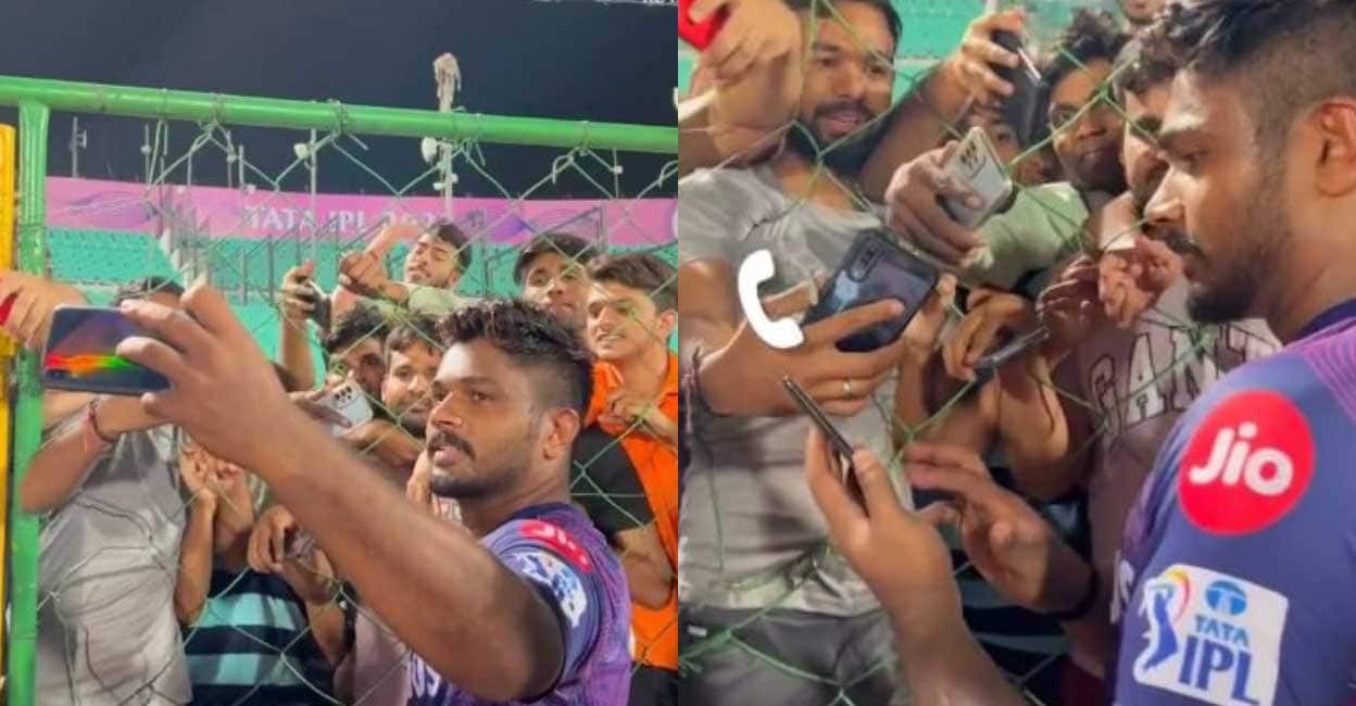 “Rajasthan Royals Captain Sanju Samson Takes Fan’s Phone Call During Selfie Session in Jaipur While Preparing for IPL Match Against Chennai Super Kings”