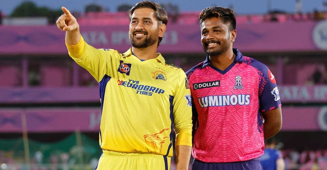 ചെന്നൈ സൂപ്പർ കിങ്സ് ക്യാപ്റ്റൻ എം.എസ്. ധോണിയും രാജസ്ഥാൻ റോയൽസ് ക്യാപ്റ്റൻ സഞ്ജു സാംസണും. 