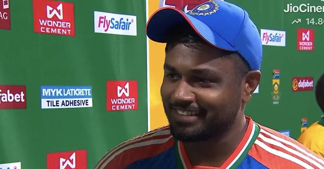 മത്സരശേഷം സംസാരിക്കുന്ന സഞ്ജു സാംസൺ (എക്സിൽ നിന്നുള്ള ചിത്രം)